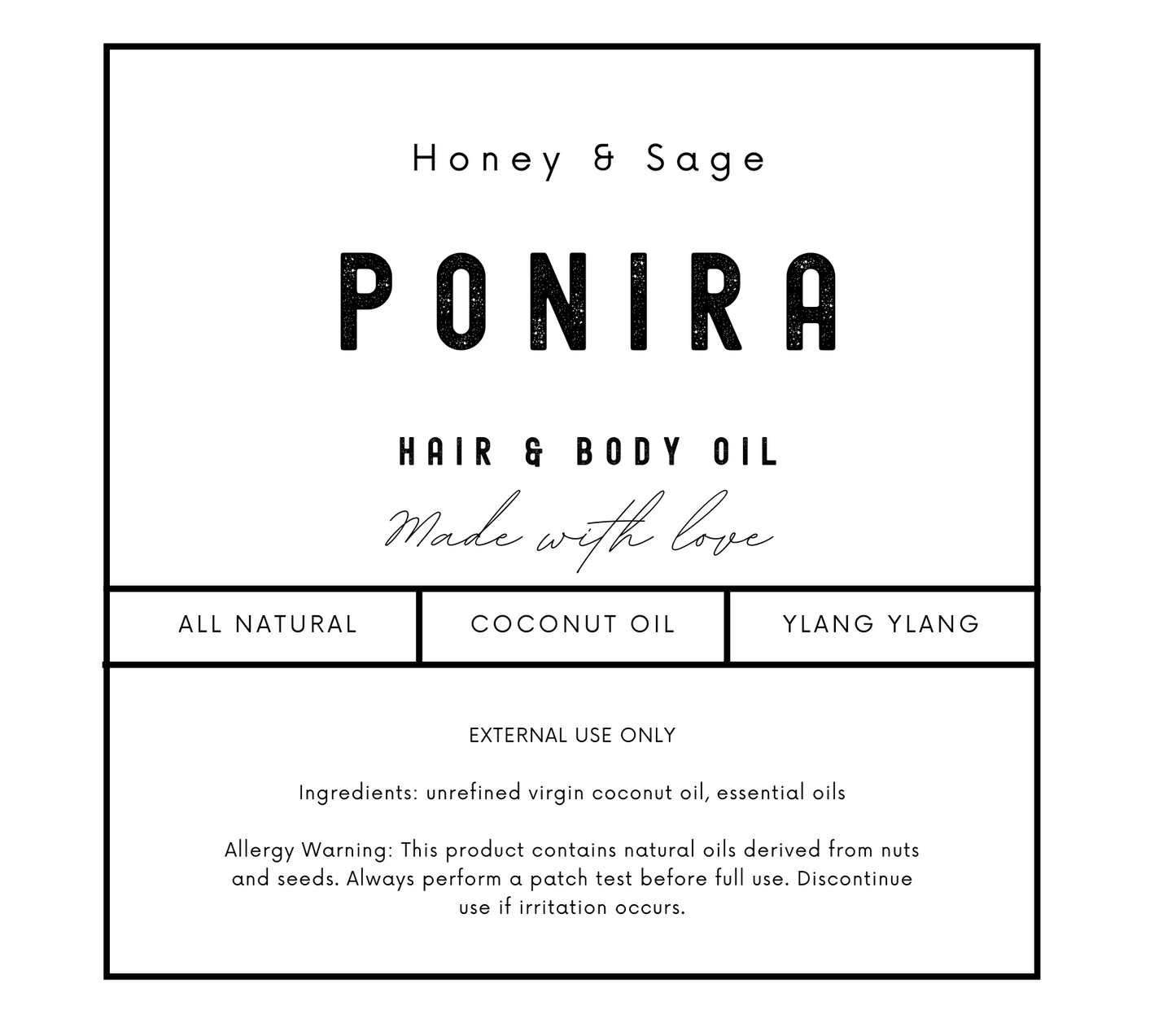 Ponira Hair & Body Oil (Traditional)